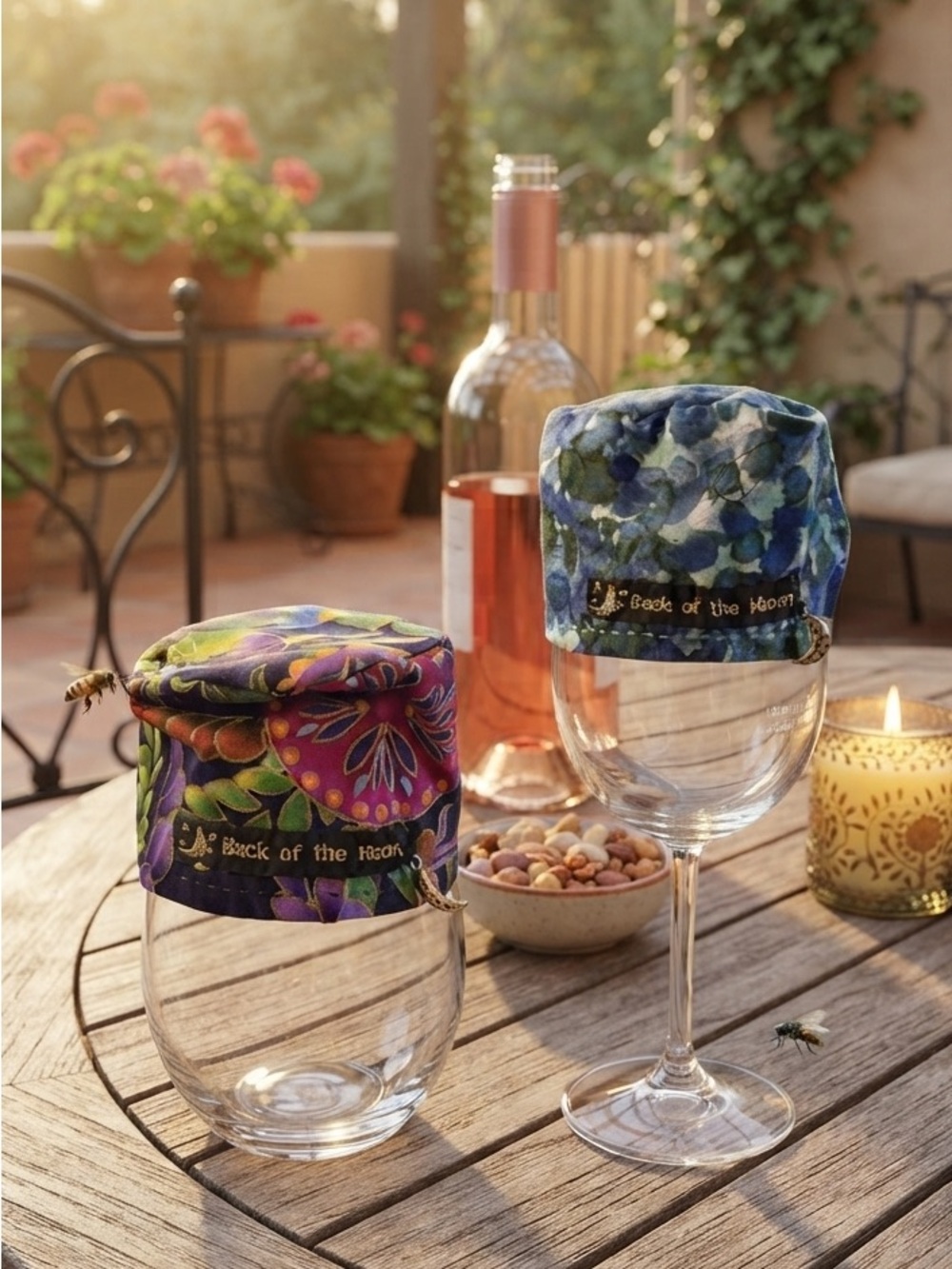 Lot of two Floral Wine Glass Bug Covers
